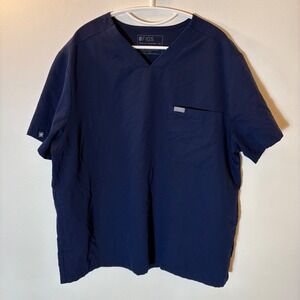 FIGS Chisec Scrub Top XL Navy Blue V-Neck Medical Uniform Technical Collection